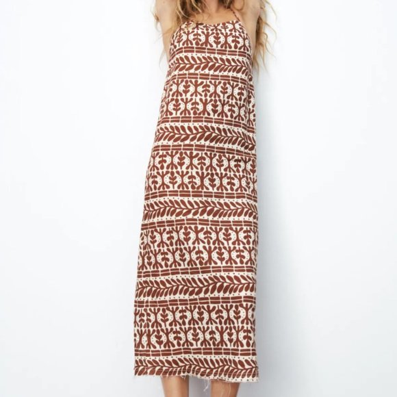 Zara Printed Linen Blend Dress - Picture 12 of 14